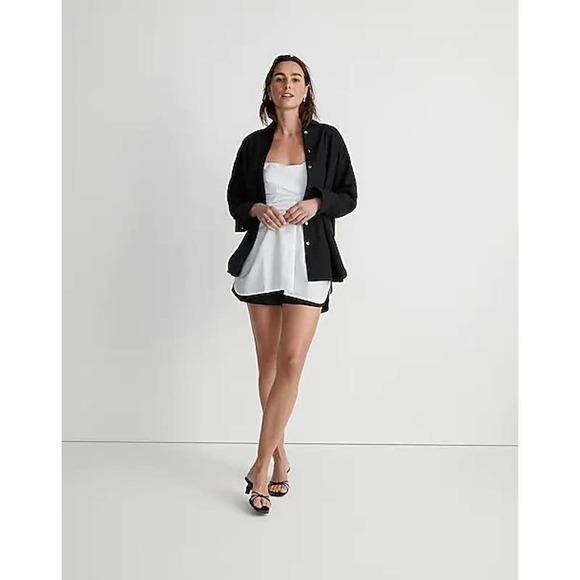 Madewell Tops - Madewell Signature Poplin Black Oversized Button Up Shirt Women's NWT Size S